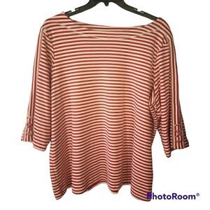 - Kim Rodgers boat neck striped 3/4 length sleeve top